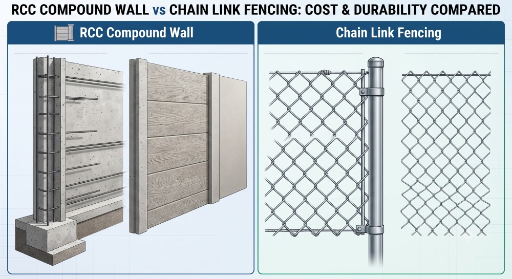 RCC Compound Wall vs Chain Link Fencing: Cost and Durability Compared